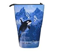 Estuche telescópico para lápices, diseño de orcas del mar del océano, con cremallera, bolsa de maquillaje, estuche para lápices