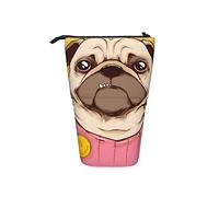 Estuche telescópico para lápices, diseño de perro carlino amarillo, bonito soporte para lápices con cremallera, bolsa de maquillaje, bolsa para lápices