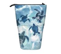 Estuche telescópico para lápices, diseño de tortuga, diseño de animales del océano, bolsa de cosméticos, organizador de papelería para escuela, oficina, viajes
