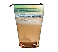 Estuche telescópico para lápices Durable Ocean Beach Theme Estuche para lápices de pie para oficina Papelería Estuche para lápices Pop Up Estuche para lápices Stand Up Pen Estuche para lápices para