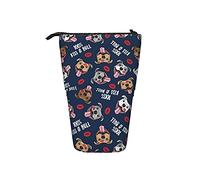 Estuche telescópico para lápices, Kiss A Bull Lindo soporte para lápices con cremallera, bolsa de maquillaje con cremallera, bolsa para lápices