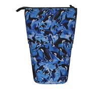 Estuche telescópico para lápices, orcas y animales marinos del océano, soporte para lápices con cremallera, bolsa de maquillaje para lápices