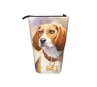 Estuche telescópico para lápices, soporte de cabeza de Beagle de acuarela con cremallera, bolsa de maquillaje para lápices
