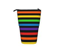 Estuche telescópico para lápices, soporte horizontal de arco iris con cremallera, bolsa de maquillaje, bolsa para lápices