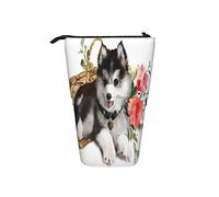Estuche telescópico portátil con diseño de paisaje navideño con árbol de Navidad y muñeco de nieve con caja de regalo, luna y silueta de Papá Noel volando en un trineo, color 8, Talla única, Estuche