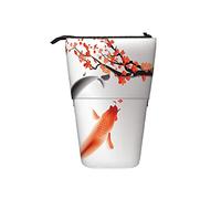 Estuche telescópico portátil con diseño de paisaje navideño con árbol de Navidad y muñeco de nieve con caja de regalo, luna y silueta de Papá Noel volando en un trineo, color 5, Talla única, Estuche