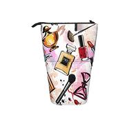 Estuche telescópico portátil con diseño de paisaje navideño con árbol de Navidad y muñeco de nieve con caja de regalo, luna y silueta de Papá Noel volando en un trineo, color 4, Talla única, Estuche