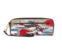 Estuche tradicional japonés de piel sintética para niños, niñas, hombres, mujeres, estuche con cremallera para lápices, bolsa con cremallera, color, Talla única, Organizador de bolsas
