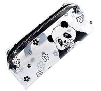 Estuche transparente, 18,5 x 5 cm, Panda, muestra exactamente lo que contiene, en TCU transparente, cierre de cremallera, Niña Niño Organizador de Suministros Escolares de Papelería de Oficina
