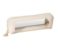 Estuche transparente, estuche transparente - Estuche multifuncional, estuche para cosméticos con cremallera, estuche transparente, bolsas de maquillaje de gran capacidad, beige, Fare riferimento alla