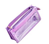 Estuche transparente para lápices de 6 capas, estuche transparente para bolígrafos estéticos, suministros de vuelta a la escuela, Purple