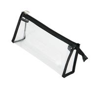 Estuche Transparente para Lápices, Estuche para Bolígrafos, Portátil, de Gran Capacidad, para Papelería (Black)
