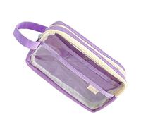 Estuche transparente para niños, estudiantes, adultos, gran capacidad, con cremallera, bolsa de cosméticos de viaje, accesorio de escritorio, morado1