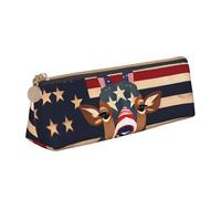 Estuche triangular con estampado de ciervos y bandera de Estados Unidos, estuche organizador de papelería de gran capacidad, accesorio de oficina
