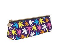 Estuche triangular con estampado de malas hierbas y colores brillantes para lápices, organizador de papelería de gran capacidad, accesorio de oficina