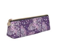 Estuche triangular con estampado de mariposas moradas, organizador de suministros de gran capacidad, bolsa de papelería de oficina