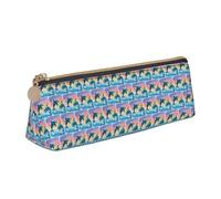 Estuche triangular de cuero con estampado de delfines en amor, con bolsa para bolígrafos con cremallera, para niños y niñas, para el trabajo y la escuela, White, Talla única, Neceser de maquillaje