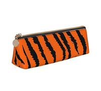 Estuche triangular de piel con estampado de leopardo de tigre naranja, bolsa de papelería escolar, bolsa de lápices para adolescentes, suministros escolares y de oficina