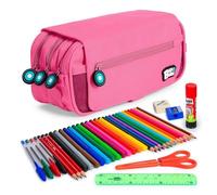 Estuche Triple ColePack BitsBobs con Material Escolar Incluido Rosa