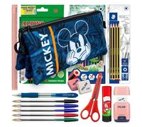 Estuche Triple de Cremalleras ColePack Mickey con Material Escolar Karactermania