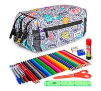 Estuche Triple Grafoplás ColePack EcoDesign con Material Escolar Incluido y tres cremalleras