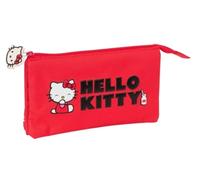 Safta Portatodo Triple Hello Kitty Iconic - Estuche infantil cómodo y resistente 22x3x12 cm