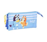 SAFTA BLUEY Let's Play - Portatodo Triple, Estuche Infantil, Estuche Niño, Ideal para Niños en Edad Escolar, Cómodo y Versátil, Calidad y Resistencia, 22x3x12 cm