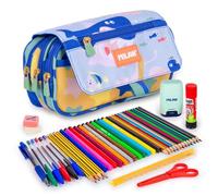 Estuche Triple Milan Blue Odyssey con Material Escolar de 40 Piezas