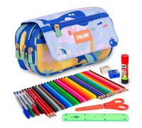 Estuche Triple Milan Blue Odyssey con Material Escolar Incluido