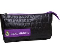 REAL MADRID CF - Estuche Blando Triple Juvenil, Portatodo con Cremallera, Color Negro, Producto Oficial (CyP Brands)