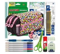 Estuche Triple Officebox Colepack Design Flowers con Material Escolar
