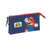 Safta Portatodo Triple Super Mario World – Estuche infantil 22x3x12 cm Azul marino
