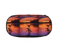 Estuche unisex con estampado de patos salvajes voladores, diseño compacto para lápices, objetos pequeños, cremallera de doble cabeza, Black, Talla única, Neceser de maquillaje