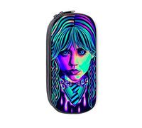 Estuche unisex de dibujos animados Addams, estuche de papelería, animación, drama, comedia, impresión, bolsas de gran capacidad, para estudiantes, bolsa de almacenamiento portátil para bolígrafos, a,
