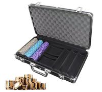 Estuche vacío para chips de | de aleación de aluminio en color negro mate con una capacidad de 300 piezas, de metal para fichas de como soporte - para amantes, familia,