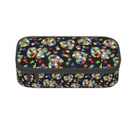 Estuche versátil para estudiantes con diseño de rompecabezas de concienciación sobre el autismo, 21 x 5 x 9,4 cm, bolsa de almacenamiento, uso escolar y oficina, Black, Talla única