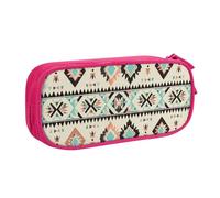 Estuche vintage azteca bohemio para niños y niñas, estuche grande étnico para bolígrafos, organizador de papelería, estuche para lápices para escuela, oficina, bolsa de maquillaje con cremallera, Blue