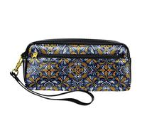 Estuche vintage bohemio con patrón de mandala, bolsa de piel sintética con cremallera para niños y niñas, suministros escolares y de oficina
