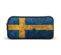 Estuche vintage con la bandera de Suecia, bonito estuche para bolígrafos, cosméticos, organizador para viajes y oficina