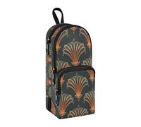Estuche vintage elegante con patrón artístico, gran capacidad, con compartimento, para estudiantes, escuela, oficina, trabajo, Patrón de arte elegante vintage, Talla única, Maletín