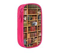 Estuche vintage para biblioteca, libros de gato, bolsa de lápices con cremallera, gran capacidad, organizador de papelería, portátil para niños y niñas, Black, 21 x 10.5 x 5 cm
