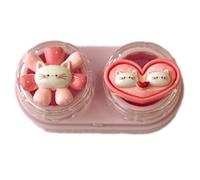 Estuche y herramienta de extracción de lentes de goma de tamaño compacto, fácil de transportar, aplica contactos de forma segura, Pink Love