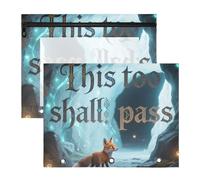 Estuches con bolsa de almacenamiento con cremallera para carpeta de 3 anillas, paquete de 2 estudiantes de regreso a clases This Too Shall Pass Animal Fox Colorido