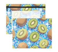 Estuches con bolsa de almacenamiento con cremallera para carpeta de 3 anillos, paquete de 2 suministros escolares para profesores, lentejuelas falsas, color azul kiwi