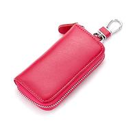 Estuches de cuero para llaves, estuche de cuero con cremallera para coche, estuche para llaves, multifuncional cartera para llaves de coche para mujeres y hombres con 6 ganchos y 1 llavero