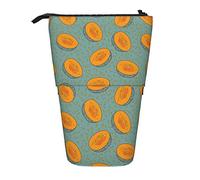 Estuches de lápices con patrón de frutas de cantalupe de dibujos animados para lápices, soporte telescópico para lápices, bolsa para bolígrafos con cremallera para oficina y escuela