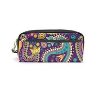 Estuches étnicos tribales con estampado de cachemira, gran capacidad, con cremallera, de piel sintética, bolsa de lápices multifuncional, bolsas de maquillaje cosméticos