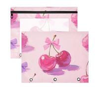 Estuches multiusos de bolsillo para cartas, tamaño A4, paquete de 2 unidades, para estudiantes, para volver a clases, color rosa, cereza, lazo morado, cartuchera para lapices