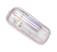 Estuches para lápices, estuche transparente para marcadores con cremallera, bolsa de almacenamiento para lápices de examen, bolsa de maquillaje para estudiantes, adultos, adolescentes y niños (rosa)