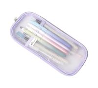 Estuches para lápices, estuche transparente para marcadores con cremallera, bolsa de almacenamiento para lápices de examen, bolsa de maquillaje para estudiantes, adultos, adolescentes y niños (morado)